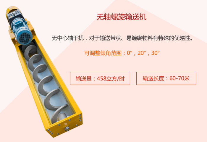 采用無(wú)軸設(shè)計(jì)，適合輸送粘性強(qiáng)、易堵塞的物料